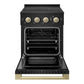 ZLINE Autograph Edition 24 in. 3.2 cu. ft. Marino Induction Range with 3 Element Cooktop and Electric Convection Oven in Black Stainless Steel with Champagne Bronze Accents (MINRBZ-24-CB)