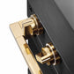 ZLINE Autograph Edition 24 in. 3.2 cu. ft. Marino Induction Range with 3 Element Cooktop and Electric Convection Oven in Black Stainless Steel with Polished Gold Accents (MINRBZ-24-G) close-up, modern oven and cooktop knobs.