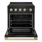 ZLINE Autograph Edition 30 in. 4.2 cu. ft. Marino Induction Range with 4 Element Cooktop and Electric Convection Oven in Black Stainless Steel with Champagne Bronze Accents (MINRBZ-30-CB)