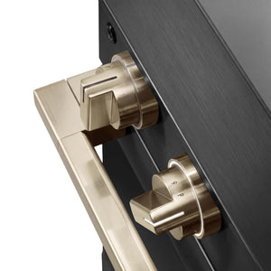 ZLINE Autograph Edition 36 in. 5.2 cu. ft. Marino Induction Range with 5 Element Cooktop and Electric Convection Oven in Black Stainless Steel with Champagne Bronze Accents (MINRBZ-36-CB)