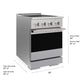 ZLINE 24 in. 3.2 cu. ft. Marino Induction Range with 3 Element Cooktop and Electric Convection Oven in Satin Stainless Steel (MINRS-24) with dimensions labeled.