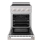 ZLINE 24 in. 3.2 cu. ft. Marino Induction Range with 3 Element Cooktop and Electric Convection Oven in Satin Stainless Steel (MINRS-24) front, oven open.