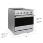 ZLINE 30 in. 4.2 cu. ft. Marino Induction Range with 4 Element Cooktop and Electric Convection Oven in Satin Stainless Steel (MINRS-30) with dimensions labeled.