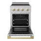 ZLINE Autograph Edition 24 in. 3.2 cu. ft. Marino Induction Range with 3 Element Cooktop and Electric Convection Oven in Satin Stainless Steel with Champagne Bronze Accents (MINRSZ-24-CB)