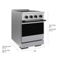 ZLINE Autograph Edition 24 in. 3.2 cu. ft. Marino Induction Range with 3 Element Cooktop and Electric Convection Oven in Satin Stainless Steel with Matte Black Accents (MINRSZ-24-MB) with dimensions labeled.