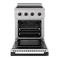 ZLINE Autograph Edition 24 in. 3.2 cu. ft. Marino Induction Range with 3 Element Cooktop and Electric Convection Oven in Satin Stainless Steel with Matte Black Accents (MINRSZ-24-MB) front, oven open.