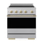 ZLINE Autograph Edition 30 in. 4.2 cu. ft. Marino Induction Range with 4 Element Cooktop and Electric Convection Oven in Satin Stainless Steel with Champagne Bronze Accents (MINRSZ-30-CB)