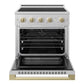 ZLINE Autograph Edition 30 in. 4.2 cu. ft. Marino Induction Range with 4 Element Cooktop and Electric Convection Oven in Satin Stainless Steel with Champagne Bronze Accents (MINRSZ-30-CB)