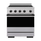 ZLINE Autograph Edition 30 in. 4.2 cu. ft. Marino Induction Range with 4 Element Cooktop and Electric Convection Oven in Satin Stainless Steel with Matte Black Accents (MINRSZ-30-MB) front, oven closed.