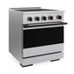 ZLINE Autograph Edition 30 in. 4.2 cu. ft. Marino Induction Range with 4 Element Cooktop and Electric Convection Oven in Satin Stainless Steel with Matte Black Accents (MINRSZ-30-MB) side.