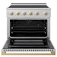 ZLINE Autograph Edition 36 in. 5.2 cu. ft. Marino Induction Range with 5 Element Cooktop and Electric Convection Oven in Satin Stainless Steel with Champagne Bronze Accents (MINRSZ-36-CB)