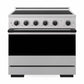 ZLINE Autograph Edition 36 in. 5.2 cu. ft. Marino Induction Range with 5 Element Cooktop and Electric Convection Oven in Satin Stainless Steel with Matte Black Accents (MINRSZ-36-MB) front, oven closed.