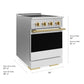 ZLINE Autograph Edition 24 in. 3.2 cu. ft. Marino Induction Range with 3 Element Cooktop and Electric Convection Oven in Satin Stainless Steel with White Matte Door and Polished Gold Accents (MINRSZ-WM-24-G)