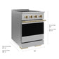 ZLINE Autograph Edition 24 in. 3.2 cu. ft. Marino Induction Range with 3 Element Cooktop and Electric Convection Oven in Stainless Steel with Champagne Bronze Accents (MINRZ-24-CB)