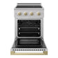 ZLINE Autograph Edition 24 in. 3.2 cu. ft. Marino Induction Range with 3 Element Cooktop and Electric Convection Oven in Stainless Steel with Champagne Bronze Accents (MINRZ-24-CB)