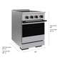 ZLINE Autograph Edition 24 in. 3.2 cu. ft. Marino Induction Range with 3 Element Cooktop and Electric Convection Oven in Stainless Steel with Matte Black Accents (MINRZ-24-MB) with dimensions labeled.