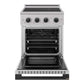 ZLINE Autograph Edition 24 in. 3.2 cu. ft. Marino Induction Range with 3 Element Cooktop and Electric Convection Oven in Stainless Steel with Matte Black Accents (MINRZ-24-MB) front, oven open.
