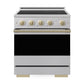 ZLINE Autograph Edition 30 in. 4.2 cu. ft. Marino Induction Range with 4 Element Cooktop and Electric Convection Oven in Stainless Steel with Champagne Bronze Accents (MINRZ-30-CB)