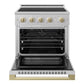 ZLINE Autograph Edition 30 in. 4.2 cu. ft. Marino Induction Range with 4 Element Cooktop and Electric Convection Oven in Stainless Steel with Champagne Bronze Accents (MINRZ-30-CB)
