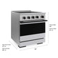 ZLINE Autograph Edition 30 in. 4.2 cu. ft. Marino Induction Range with 4 Element Cooktop and Electric Convection Oven in Stainless Steel with Matte Black Accents (MINRZ-30-MB) with dimensions labeled.
