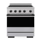 ZLINE Autograph Edition 30 in. 4.2 cu. ft. Marino Induction Range with 4 Element Cooktop and Electric Convection Oven in Stainless Steel with Matte Black Accents (MINRZ-30-MB) front, oven closed.