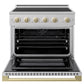 ZLINE Autograph Edition 36 in. 5.2 cu. ft. Marino Induction Range with 5 Element Cooktop and Electric Convection Oven in Stainless Steel with Champagne Bronze Accents (MINRZ-36-CB)