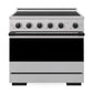 ZLINE Autograph Edition 36 in. 5.2 cu. ft. Marino Induction Range with 5 Element Cooktop and Electric Convection Oven in Stainless Steel with Matte Black Accents (MINRZ-36-MB) front, oven closed.