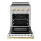 ZLINE Autograph Edition 24 in. 3.2 cu. ft. Marino Induction Range with 3 Element Cooktop and Electric Convection Oven in Stainless Steel with White Matte Door and Polished Gold Accents (MINRZ-WM-24-G)