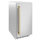 ZLINE Autograph Edition 15 in. Touchstone Nugget Ice Maker with Drain Pump and Solid Stainless Steel Door with Champagne Bronze Handle (INGDZ-ST-15-CB)