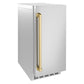 ZLINE Autograph Edition 15 in. Touchstone Nugget Ice Maker with Drain Pump and Solid Stainless Steel Door with Polished Gold Handle (INGDZ-ST-15-G)