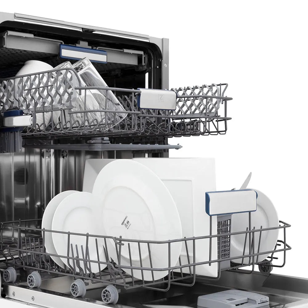 ZLINE 24 in. Tallac Series 3rd Rack Tall Tub Dishwasher in Custom Panel Ready with Stainless Steel Tub, 51dBa (DWV-24) side.