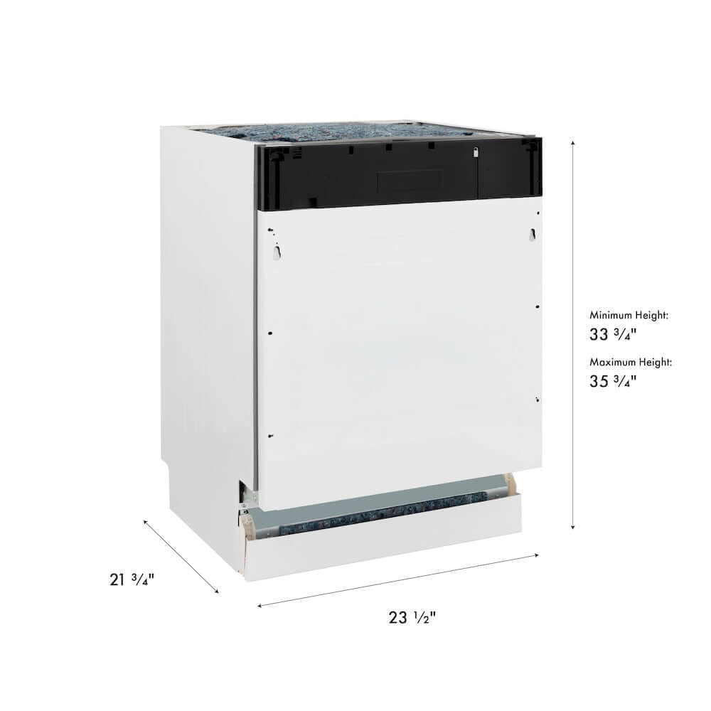 ZLINE 24 in. Tallac Series 3rd Rack Tall Tub Dishwasher with Stainless Steel Tub, 51dBa, Open Box-Good Condition dimensional diagram.