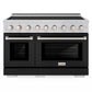 ZLINE 48 in. 6.7 cu. ft. Paramount Induction Range with 7 Element Cooktop and Dual Ovens in Stainless Steel with Black Matte Doors (SINR-BLM-48)