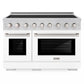 ZLINE 48 in. 6.7 cu. ft. Paramount Induction Range with 7 Element Cooktop and Dual Ovens in Stainless Steel with White Matte Doors (SINR-WM-48)