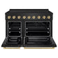 ZLINE Autograph Edition 48 in. 6.7 cu. ft. Paramount Induction Range with 7 Element Cooktop and Dual Ovens in Black Stainless Steel with Champagne Bronze Accents (SINRBZ-48-CB)