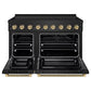 ZLINE Autograph Edition 48 in. 6.7 cu. ft. Paramount Induction Range with 7 Element Cooktop and Dual Ovens in Black Stainless Steel with Champagne Bronze Helix Handles and Knob Accents (SINRBZ-48-KCB)