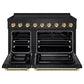 ZLINE Autograph Edition 48 in. 6.7 cu. ft. Paramount Induction Range with 7 Element Cooktop and Dual Ovens in Black Stainless Steel with Polished Gold Helix Handles and Knob Accents (SINRBZ-48-KG)