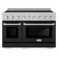 ZLINE 48 in. 6.7 cu. ft. Paramount Induction Range with 7 Element Cooktop and Dual Ovens in Satin Stainless Steel with Black Matte Doors (SINRS-BLM-48)