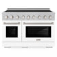 ZLINE 48 in. 6.7 cu. ft. Paramount Induction Range with 7 Element Cooktop and Dual Ovens in Satin Stainless Steel with White Matte Doors (SINRS-WM-48)