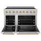 ZLINE Autograph Edition 48 in. 6.7 cu. ft. Paramount Induction Range with 7 Element Cooktop and Dual Ovens in Satin Stainless Steel with Champagne Bronze Accents (SINRSZ-48-CB)