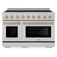ZLINE Autograph Edition 48 in. 6.7 cu. ft. Paramount Induction Range with 7 Element Cooktop and Dual Ovens in Satin Stainless Steel with Champagne Bronze Accents (SINRSZ-48-CB)