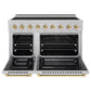 ZLINE Autograph Edition 48 in. 6.7 cu. ft. Paramount Induction Range with 7 Element Cooktop and Dual Ovens in Satin Stainless Steel with Polished Gold Accents (SINRSZ-48-G)