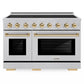 ZLINE Autograph Edition 48 in. 6.7 cu. ft. Paramount Induction Range with 7 Element Cooktop and Dual Ovens in Satin Stainless Steel with Polished Gold Accents (SINRSZ-48-G)