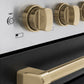ZLINE Autograph Edition 48 in. 6.7 cu. ft. Paramount Induction Range with 7 Element Cooktop and Dual Ovens in Satin Stainless Steel with Black Matte Doors and Champagne Bronze Accents (SINRSZ-BLM48-CB)
