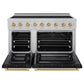 ZLINE Autograph Edition 48 in. 6.7 cu. ft. Paramount Induction Range with 7 Element Cooktop and Dual Ovens in Satin Stainless Steel with Black Matte Doors and Champagne Bronze Accents (SINRSZ-BLM48-CB)