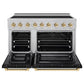 ZLINE Autograph Edition 48 in. 6.7 cu. ft. Paramount Induction Range with 7 Element Cooktop and Dual Ovens in Satin Stainless Steel with Black Matte Doors and Polished Gold Accents (SINRSZ-BLM48-G)