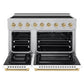 ZLINE Autograph Edition 48 in. 6.7 cu. ft. Paramount Induction Range with 7 Element Cooktop and Dual Ovens in Satin Stainless Steel with White Matte Doors and Champagne Bronze Accents (SINRSZ-WM-48-CB)
