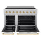 ZLINE Autograph Edition 48 in. 6.7 cu. ft. Paramount Induction Range with 7 Element Cooktop and Dual Ovens in Satin Stainless Steel with White Matte Doors and Polished Gold Accents (SINRSZ-WM-48-G)