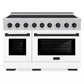 ZLINE Autograph Edition 48 in. 6.7 cu. ft. Paramount Induction Range with 7 Element Cooktop and Dual Ovens in Satin Stainless Steel with White Matte Doors and Matte Black Accents (SINRSZ-WM-48-MB)
