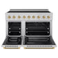 ZLINE Autograph Edition 48 in. 6.7 cu. ft. Paramount Induction Range with 7 Element Cooktop and Dual Ovens in Stainless Steel with Champagne Bronze Helix Handles and Knob Accents (SINRZ-48-KCB)